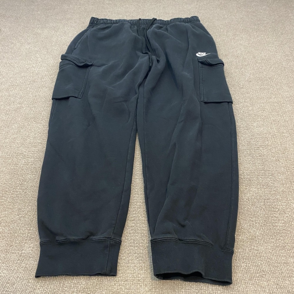 Nike Sweatpants Mens 2XL Black Fleece Cargo Joggers Elastic Waist CD3129-010